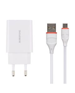 Зарядний пристрій Borofone BA21A QC 3.0 18W + кабель micro-USB Білий (White)