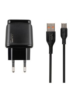 Зарядний пристрій Veron VR-C12C 12W 2USB 2.4A + кабель Type-C Чорний (Black)
