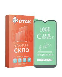 Защитное стекло для Samsung A01 Ceramic Черное (Black) Тех. KP