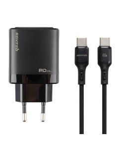 Зарядний пристрій Senteo Z-01 PD30W+QC3.0 + кабель Type-C to Type-C Чорний (Black)