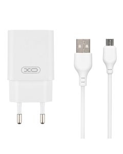 Зарядний пристрій USB XO L99 2.4A + кабель Micro-USB Білий (White)