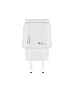 Зарядний пристрій Veron VR-C12 (USB+USB-C) PD 20W Білий (White)