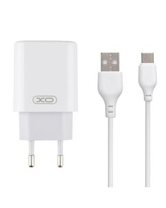 Зарядний пристрій XO L85C (2USB) 12W 2.4A + кабельType-C Білий (White)