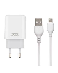 Зарядний пристрій XO L85C (2USB) 12W 2.4A + кабель Lightning Білий (White)