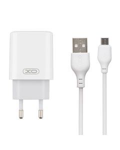 Зарядний пристрій XO L85C (2USB) 12W 2.4A + кабель Micro-USB Білий (White)