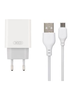 Зарядний пристрій XO L93 2.4A + кабель Micro-USB Білий (White)