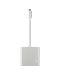 USB хаб Walker WHUB-35 3в1 з роз'ємом Type-C Срібний (Silver)