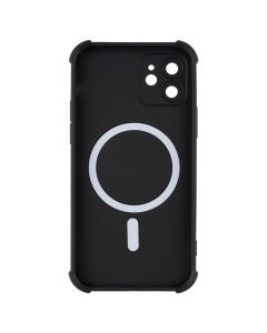 Чехол накладка для iPhone 12 Silk Touch с MagSafe Черный (Black)