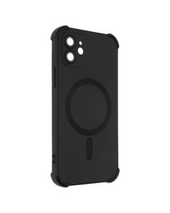 Чехол накладка для iPhone 12 Silk Touch с MagSafe Черный (Black)