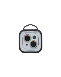 Защитное стекло на камеру iPhone 15/15 Plus Metal Sparkles Фиолетовый (Rainbow)