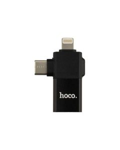OTG перехідник Hoco UA17 iP male to USB female two-in-one Чорний (Black)