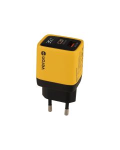 Зарядний пристрій Veron TC-35 PD+QC 30W Digital Display Жовтий (Yellow)