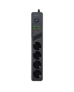 Мережевий фільтр Proove Power Strip P-04 (4 AC+ 4 USB + 2 USB-C) 20W 2м Чорний (Black)