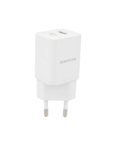 Зарядное устройство Borofone BN7 (1USB + 1USB-C) 20W + кабель Type-C to Type-C Белый