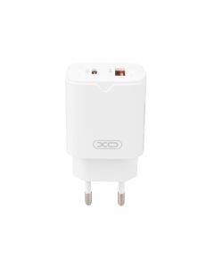 Зарядное устройство XO L130 (1USB + 1USB-C) PD&QC3.0 30W 3A + кабель Type-C to Type-C Белый (White)