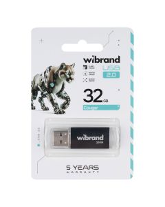 USB Флеш Wibrand Cougar (USB 2.0) 32Gb Чорна (Black)