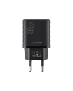 Зарядний пристрій Proove Speed Surge Gan 20W (1USB-C + 1USB) Чорний (Black)