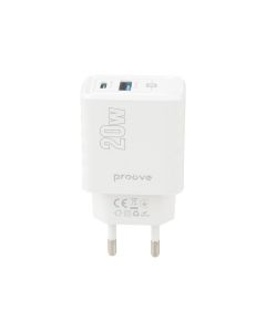 Зарядное устройство Proove Speed Surge Gan 20W (1USB-C + 1USB) Белый (White)