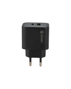 Зарядний пристрій Veron TC-U15 (1USB+1USB-C) QC3.0 20W Чорний (Black)