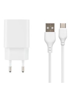 Зарядний пристрій XO L109 (2USB) 2.4A + кабель Type-C Білий (White)