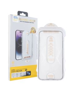 Защитное стекло для iPhone 13/13 Pro/14 DM Dust-Free 3D Черное (Black)