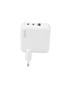Зарядний пристрій Hoco C115A GaN (1USB+2USB-C) 65W Білий (White)