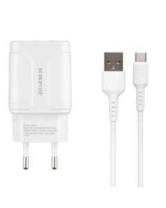 Зарядний пристрій Borofone BA37A (2USB) 2.4A + кабель Type-C Чорний (Black)