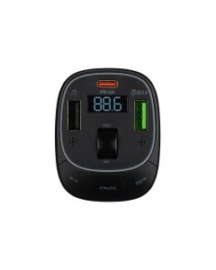 Fm-модулятор Hoco E76 2USB+1Type-C QC PD 45W Bluetooth Чорний (Black)