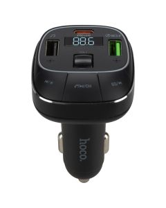 Fm-модулятор Hoco E76 2USB+1Type-C QC PD 45W Bluetooth Чорний (Black)