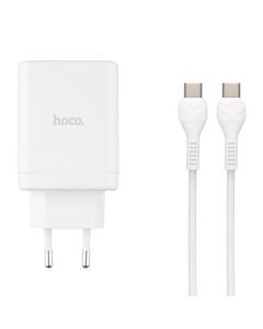 Зарядний пристрій Hoco N33 (1USB+2USB-C) QC3.0 PD 35W + кабель Type-C to Type-C Білий (White)
