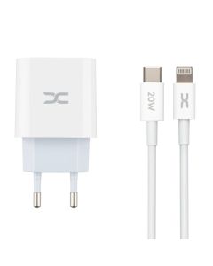 Зарядний пристрій DC CA-F19 PD20W (1 USB-C) + кабель Type-C to Lightning Білий (White)
