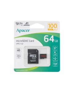 Карта памяти MicroSD Apacer 64 Гб Class 10 V10 A1 (R100MB/s) + адаптер