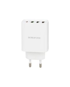 Зарядний пристрій Borofone BA79A (3 USB + 1 USB-C) 20W + кабель Type-C to Type-C Білий (White)