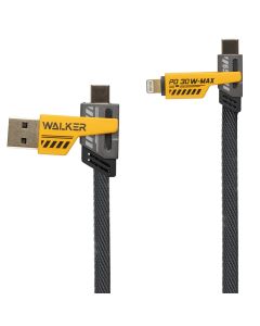 USB кабель Walker C990 4in1 USB-C/Type-C to Type-C/Lightning 65W 1.2м Чорний Жовтий (Black Yellow)