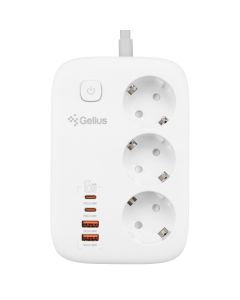 Мережевий фільтр Gelius T-Power GaN 65W GP-PS-003 (2 USB-C + 2 USB) 2м Білий (White)