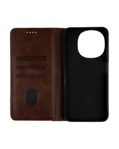 Чохол кейс для Tecno Spark Go 1/Pop 9/Go 2025 DM Book Case Leather Коричневий (Dark Brown)
