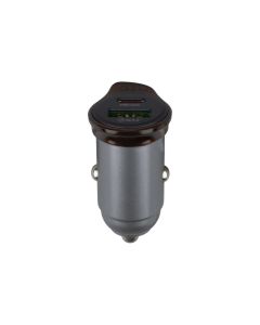 Автомобільний зарядний пристрій Hoco NZ16A USB/Type-C 43W PD QC 25W Срібний (Metal Grey)