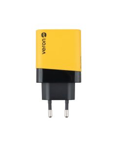 Зарядний пристрій Veron TC-45 GaN 45W (2 USB-C) Жовтий (Yellow)