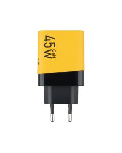 Зарядний пристрій Veron TC-45 GaN 45W (2 USB-C) Жовтий (Yellow)
