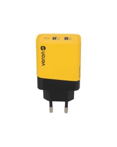 Зарядний пристрій Veron TC-45 GaN 45W (2 USB-C) Жовтий (Yellow)