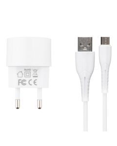 Зарядний пристрій Usams T20 (2 USB) 2.1A + кабель Micro-USB Білий (White)