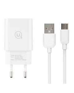 Зарядное устройство Usams T21 (USB) 2.1A + кабель Micro-USB Белый (White)