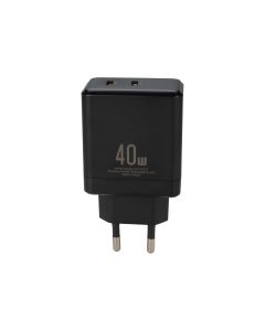 Зарядний пристрій Usams CC172 GaN (2 USB-C) QC&PD3.0 40W Чорний (Black)