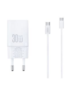 Зарядное устройство XO L149 (USB + USB-C) 30W + кабель Type-C to Type-C Белый