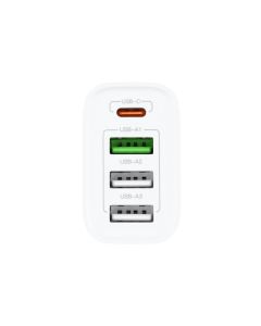 Зарядний пристрій XO L120 (USB-C + 3 USB) PD20W+ QC3.0 18W + кабель Type-C to Type-C Білий (White)