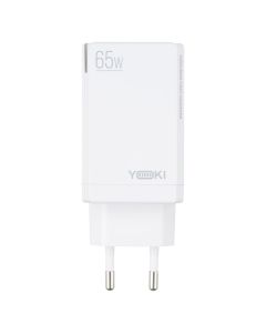 Зарядний пристрій Yoki Led Series YK-65 GaN Ultra (2USB-C + 1USB) 65W Білий (White)