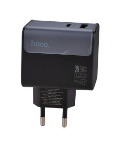 Зарядное устройство Hoco CS74A (1USB + 1USB-C) 45W Черное (Black)