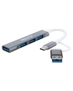 Type-C/USB хаб Walker WHUB-11 4в1 Серебристый (Silver)