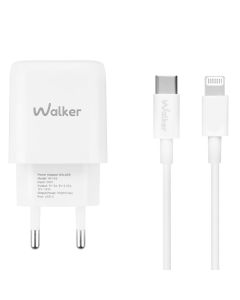 Зарядний пристрій Walker WH-63 (USB-C) 20W + кабель Type-C to Lightning Чорний (Black)