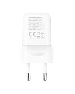 Зарядний пристрій Walker WH-71 (1USB + 1USB-C) GAN 30W + кабель Type-C to Type-C Білий (White)